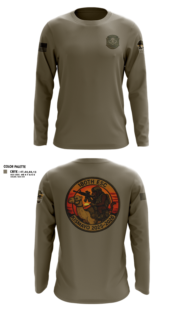 Long Sleeve Performance Shirt, 180th ESC Kismayo, Army, Teamtime, Team time, sublimation, custom sports apparel, team uniforms, spirit wear, spiritwear, sports uniforms, custom shirts, team store, custom team store, fundraiser sports, apparel fundraiser