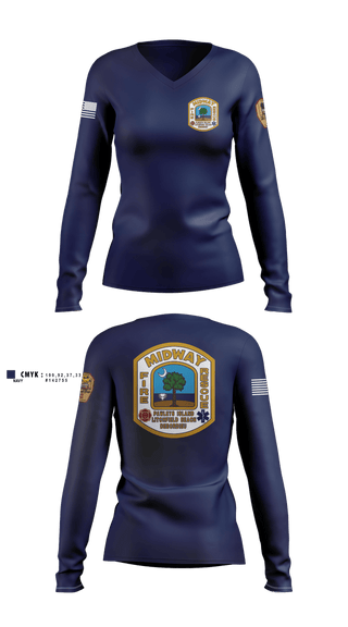 Womens Long Sleeve Vneck Shirt, , Fire Department, Teamtime, Team time, sublimation, custom sports apparel, team uniforms, spirit wear, spiritwear, sports uniforms, custom shirts, team store, custom team store, fundraiser sports, apparel fundraiser
