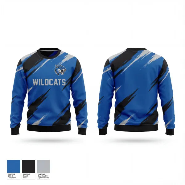 Crew Neck Sweatshirt, Wildcats, Men's Basketball, Teamtime, Team time, sublimation, custom sports apparel, team uniforms, spirit wear, spiritwear, sports uniforms, custom shirts, team store, custom team store, fundraiser sports, apparel fundraiser