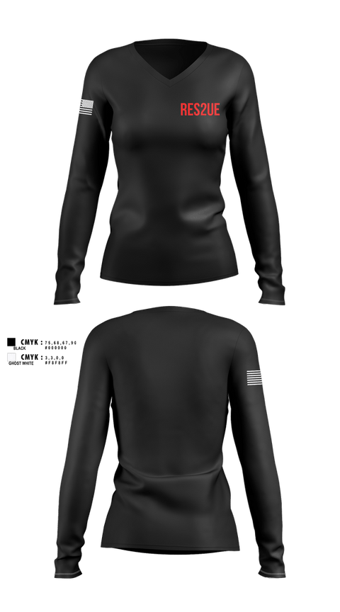 Womens Long Sleeve Vneck Shirt, Rescue2/Engine5, Fire Department, Teamtime, Team time, sublimation, custom sports apparel, team uniforms, spirit wear, spiritwear, sports uniforms, custom shirts, team store, custom team store, fundraiser sports, apparel fundraiser