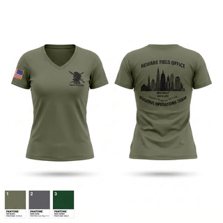 Womens Short Sleeve Vneck Shirt, FUGITIVE OPERATIONS TEAM, Police, Teamtime, Team time, sublimation, custom sports apparel, team uniforms, spirit wear, spiritwear, sports uniforms, custom shirts, team store, custom team store, fundraiser sports, apparel fundraiser