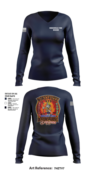 Womens Long Sleeve Vneck Shirt, Nokesville Fire Rescue, Fire Department, Teamtime, Team time, sublimation, custom sports apparel, team uniforms, spirit wear, spiritwear, sports uniforms, custom shirts, team store, custom team store, fundraiser sports, apparel fundraiser