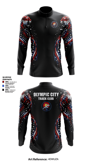Quarter Zip Jacket, Olympic City Track Club, Track & Field, Teamtime, Team time, sublimation, custom sports apparel, team uniforms, spirit wear, spiritwear, sports uniforms, custom shirts, team store, custom team store, fundraiser sports, apparel fundraiser