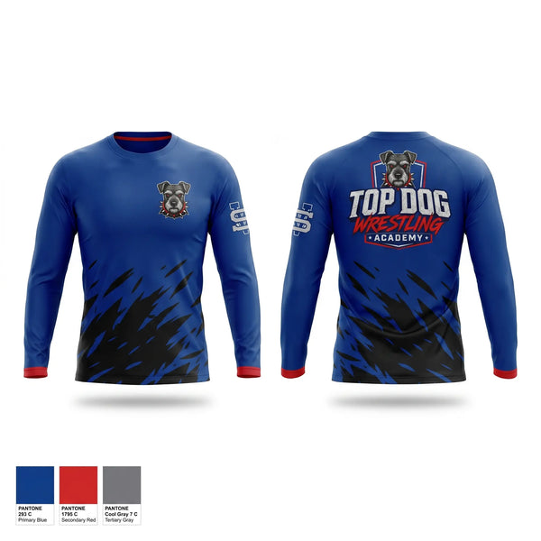 Long Sleeve Performance Shirt, Top Dog Wrestling Academy, Wrestling, Teamtime, Team time, sublimation, custom sports apparel, team uniforms, spirit wear, spiritwear, sports uniforms, custom shirts, team store, custom team store, fundraiser sports, apparel fundraiser