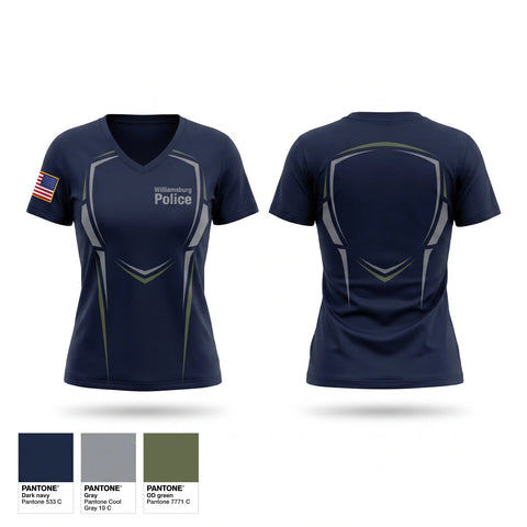 Womens Short Sleeve Vneck Shirt, Williamsburg Police, Police, Teamtime, Team time, sublimation, custom sports apparel, team uniforms, spirit wear, spiritwear, sports uniforms, custom shirts, team store, custom team store, fundraiser sports, apparel fundraiser