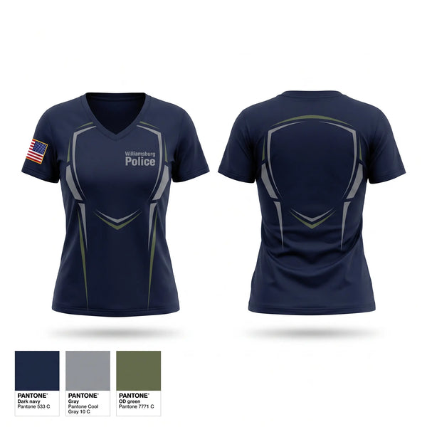 Womens Short Sleeve Vneck Shirt, Williamsburg Police, Police, Teamtime, Team time, sublimation, custom sports apparel, team uniforms, spirit wear, spiritwear, sports uniforms, custom shirts, team store, custom team store, fundraiser sports, apparel fundraiser