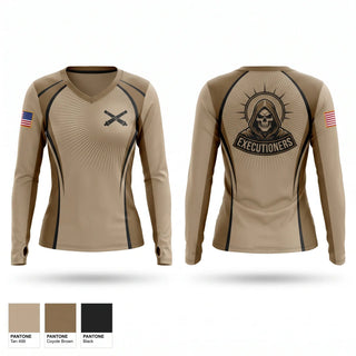 Womens Long Sleeve Vneck Shirt, Executioners, Army, Teamtime, Team time, sublimation, custom sports apparel, team uniforms, spirit wear, spiritwear, sports uniforms, custom shirts, team store, custom team store, fundraiser sports, apparel fundraiser