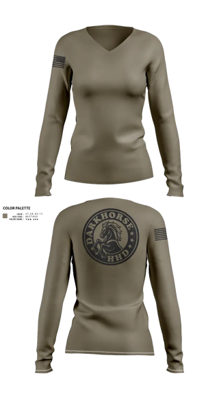 Womens Long Sleeve Vneck Shirt, HHD, 627TH Hospital Center, , Teamtime, Team time, sublimation, custom sports apparel, team uniforms, spirit wear, spiritwear, sports uniforms, custom shirts, team store, custom team store, fundraiser sports, apparel fundraiser