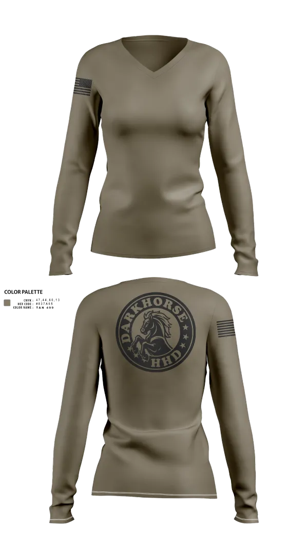 Womens Long Sleeve Vneck Shirt, HHD, 627TH Hospital Center, , Teamtime, Team time, sublimation, custom sports apparel, team uniforms, spirit wear, spiritwear, sports uniforms, custom shirts, team store, custom team store, fundraiser sports, apparel fundraiser