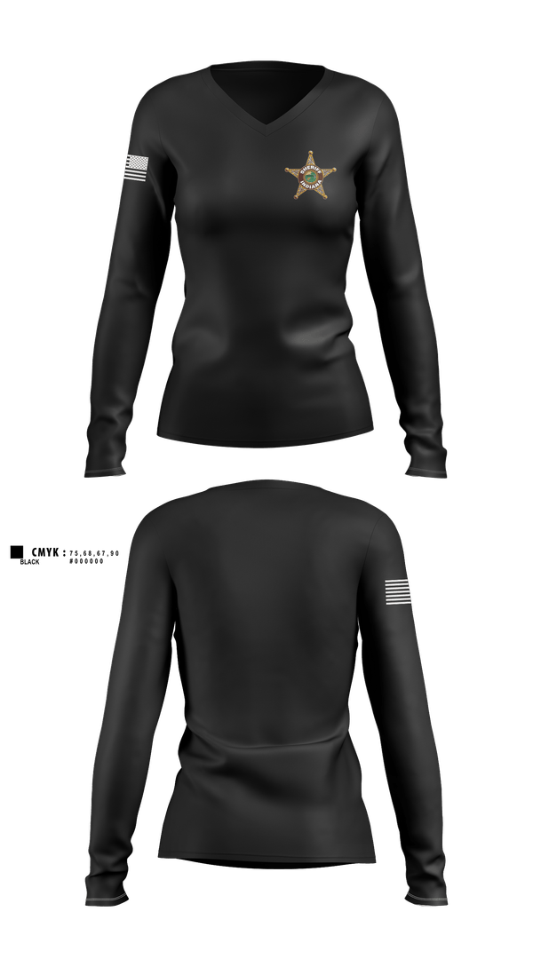 Womens Long Sleeve Vneck Shirt, Sheriff, Police, Teamtime, Team time, sublimation, custom sports apparel, team uniforms, spirit wear, spiritwear, sports uniforms, custom shirts, team store, custom team store, fundraiser sports, apparel fundraiser