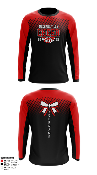 Long Sleeve Performance Shirt, Mechanicville High School Cheer, Cheer, Teamtime, Team time, sublimation, custom sports apparel, team uniforms, spirit wear, spiritwear, sports uniforms, custom shirts, team store, custom team store, fundraiser sports, apparel fundraiser