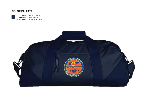 Duffle Bag, JEFFERSON COUNTY EMS, EMS/EMT, Teamtime, Team time, sublimation, custom sports apparel, team uniforms, spirit wear, spiritwear, sports uniforms, custom shirts, team store, custom team store, fundraiser sports, apparel fundraiser