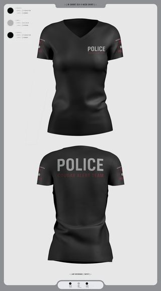 Womens Short Sleeve Vneck Shirt, Cougar Alert Team 1, Police, Teamtime, Team time, sublimation, custom sports apparel, team uniforms, spirit wear, spiritwear, sports uniforms, custom shirts, team store, custom team store, fundraiser sports, apparel fundraiser