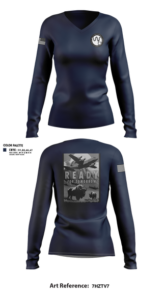 Womens Long Sleeve Vneck Shirt, 153rd R&R, Air Force, Teamtime, Team time, sublimation, custom sports apparel, team uniforms, spirit wear, spiritwear, sports uniforms, custom shirts, team store, custom team store, fundraiser sports, apparel fundraiser