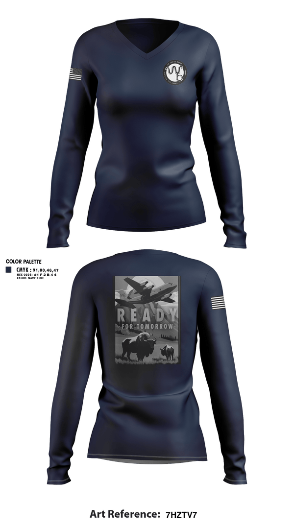 Womens Long Sleeve Vneck Shirt, 153rd R&R, Air Force, Teamtime, Team time, sublimation, custom sports apparel, team uniforms, spirit wear, spiritwear, sports uniforms, custom shirts, team store, custom team store, fundraiser sports, apparel fundraiser