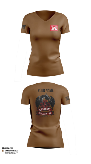 Womens Short Sleeve Vneck Shirt, 279 EN DET, Army, Teamtime, Team time, sublimation, custom sports apparel, team uniforms, spirit wear, spiritwear, sports uniforms, custom shirts, team store, custom team store, fundraiser sports, apparel fundraiser