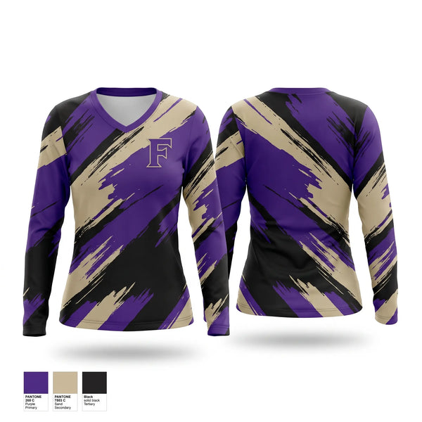 Womens Long Sleeve Vneck Shirt, Fowlerville Gladiators, Baseball, Teamtime, Team time, sublimation, custom sports apparel, team uniforms, spirit wear, spiritwear, sports uniforms, custom shirts, team store, custom team store, fundraiser sports, apparel fundraiser