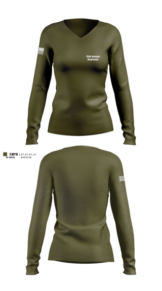 Womens Long Sleeve Vneck Shirt, 75th Ranger Regiment, , Teamtime, Team time, sublimation, custom sports apparel, team uniforms, spirit wear, spiritwear, sports uniforms, custom shirts, team store, custom team store, fundraiser sports, apparel fundraiser