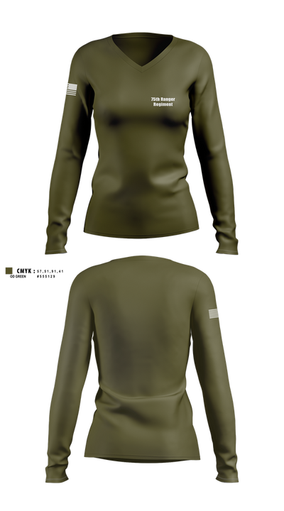 75th Ranger Regiment 88485653 Women's Long Sleeve V-neck Shirt - 1