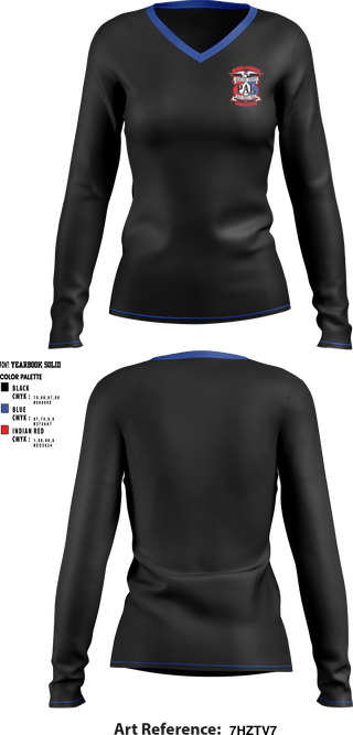 Women's Long Sleeve Vneck Shirt, Thurston County PAL- Elite boxing academy, Spirit Store, Teamtime, Team time, sublimation, custom sports apparel, team uniforms, spirit wear, spiritwear, sports uniforms, custom shirts, team store, custom team store, fundraiser sports, apparel fundraiser