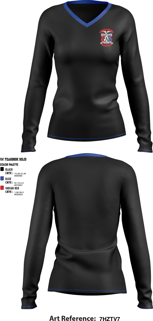 Women's Long Sleeve Vneck Shirt, Thurston County PAL- Elite boxing academy, Spirit Store, Teamtime, Team time, sublimation, custom sports apparel, team uniforms, spirit wear, spiritwear, sports uniforms, custom shirts, team store, custom team store, fundraiser sports, apparel fundraiser