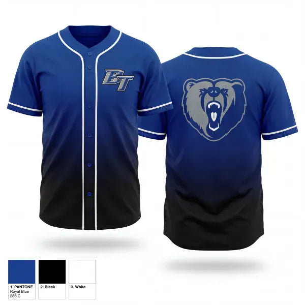 Full Button Baseball Jersey, Bears, Baseball, Teamtime, Team time, sublimation, custom sports apparel, team uniforms, spirit wear, spiritwear, sports uniforms, custom shirts, team store, custom team store, fundraiser sports, apparel fundraiser