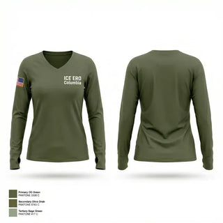 Womens Long Sleeve Vneck Shirt, ICE ERO Columbia, Police, Teamtime, Team time, sublimation, custom sports apparel, team uniforms, spirit wear, spiritwear, sports uniforms, custom shirts, team store, custom team store, fundraiser sports, apparel fundraiser