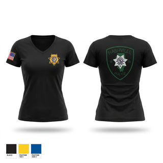 Womens Short Sleeve Vneck Shirt, Nashville Police Department, Illinois, Police, Teamtime, Team time, sublimation, custom sports apparel, team uniforms, spirit wear, spiritwear, sports uniforms, custom shirts, team store, custom team store, fundraiser sports, apparel fundraiser