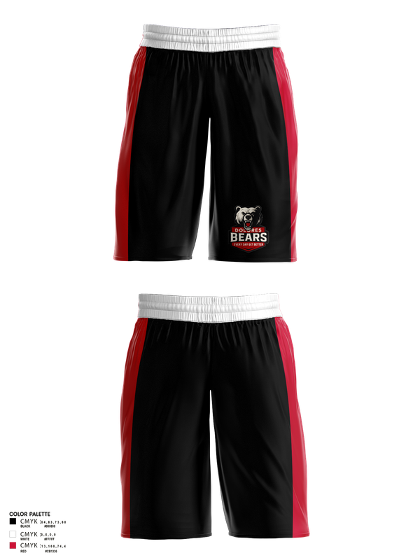 Mens Basketball Shorts, Dolores Bears, Men's Basketball, Teamtime, Team time, sublimation, custom sports apparel, team uniforms, spirit wear, spiritwear, sports uniforms, custom shirts, team store, custom team store, fundraiser sports, apparel fundraiser