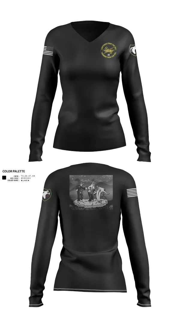 Womens Long Sleeve Vneck Shirt, 5th ANGLICO, , Teamtime, Team time, sublimation, custom sports apparel, team uniforms, spirit wear, spiritwear, sports uniforms, custom shirts, team store, custom team store, fundraiser sports, apparel fundraiser