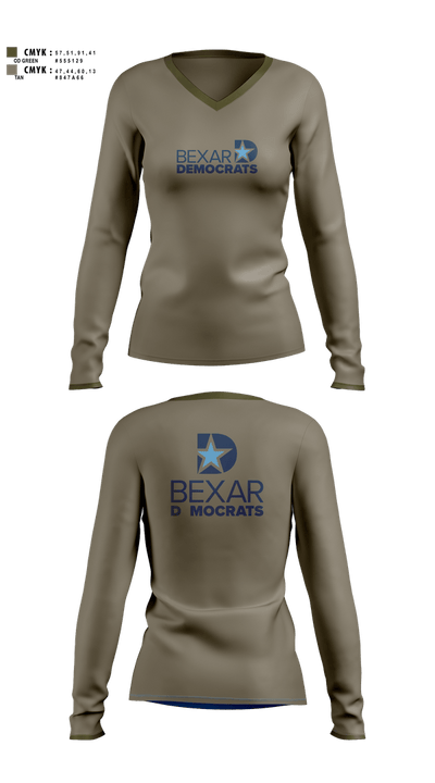 Bexar County Democratic Party 48561272 Women's Long Sleeve V-neck Shirt - 1