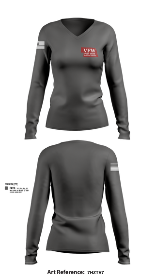 Womens Long Sleeve Vneck Shirt, VFW Post 10648, , Teamtime, Team time, sublimation, custom sports apparel, team uniforms, spirit wear, spiritwear, sports uniforms, custom shirts, team store, custom team store, fundraiser sports, apparel fundraiser