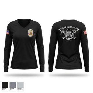Womens Long Sleeve Vneck Shirt, Sugar Land Police Special Response Team, Police, Teamtime, Team time, sublimation, custom sports apparel, team uniforms, spirit wear, spiritwear, sports uniforms, custom shirts, team store, custom team store, fundraiser sports, apparel fundraiser