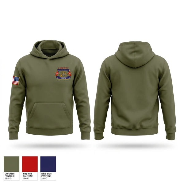 Hoodie, Liberty Christian Academy CJROTC, Marines, Teamtime, Team time, sublimation, custom sports apparel, team uniforms, spirit wear, spiritwear, sports uniforms, custom shirts, team store, custom team store, fundraiser sports, apparel fundraiser