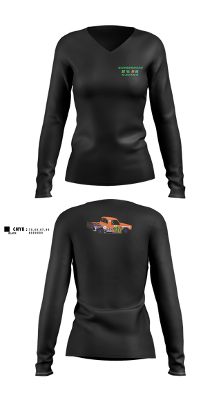 Womens Long Sleeve Vneck Shirt, Rubberneck Racing, , Teamtime, Team time, sublimation, custom sports apparel, team uniforms, spirit wear, spiritwear, sports uniforms, custom shirts, team store, custom team store, fundraiser sports, apparel fundraiser