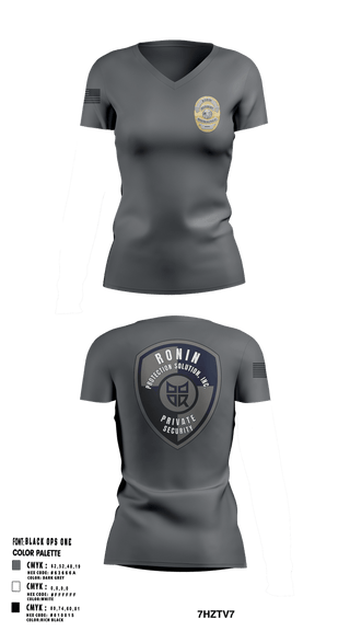 Womens Short Sleeve Vneck Shirt, Ronin Protection Solutions Inc., , Teamtime, Team time, sublimation, custom sports apparel, team uniforms, spirit wear, spiritwear, sports uniforms, custom shirts, team store, custom team store, fundraiser sports, apparel fundraiser