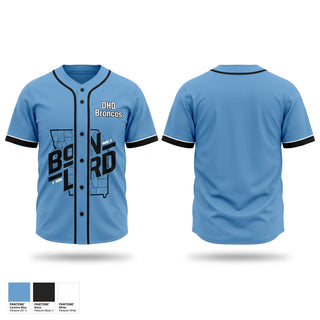 Full Button Baseball Jersey, DHD Broncos, Baseball, Teamtime, Team time, sublimation, custom sports apparel, team uniforms, spirit wear, spiritwear, sports uniforms, custom shirts, team store, custom team store, fundraiser sports, apparel fundraiser