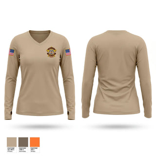 Womens Long Sleeve Vneck Shirt, Brooks County Sheriff Department, Police, Teamtime, Team time, sublimation, custom sports apparel, team uniforms, spirit wear, spiritwear, sports uniforms, custom shirts, team store, custom team store, fundraiser sports, apparel fundraiser