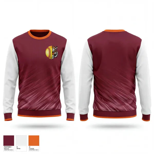 Crew Neck Sweatshirt, Pensacola High Lady Tigers, Softball, Teamtime, Team time, sublimation, custom sports apparel, team uniforms, spirit wear, spiritwear, sports uniforms, custom shirts, team store, custom team store, fundraiser sports, apparel fundraiser