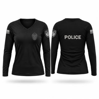 Womens Long Sleeve Vneck Shirt, Caruthersville Police Department, Police, Teamtime, Team time, sublimation, custom sports apparel, team uniforms, spirit wear, spiritwear, sports uniforms, custom shirts, team store, custom team store, fundraiser sports, apparel fundraiser