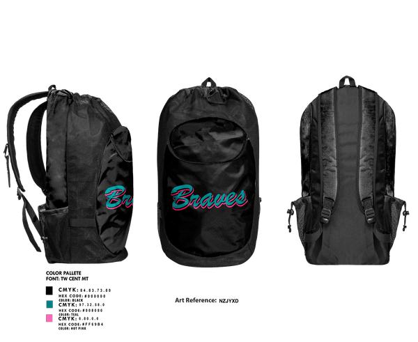 Gear Bag, Salina Braves, Softball, Teamtime, Team time, sublimation, custom sports apparel, team uniforms, spirit wear, spiritwear, sports uniforms, custom shirts, team store, custom team store, fundraiser sports, apparel fundraiser