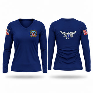 Womens Long Sleeve Vneck Shirt, LAJVAMC, EMS/EMT, Teamtime, Team time, sublimation, custom sports apparel, team uniforms, spirit wear, spiritwear, sports uniforms, custom shirts, team store, custom team store, fundraiser sports, apparel fundraiser