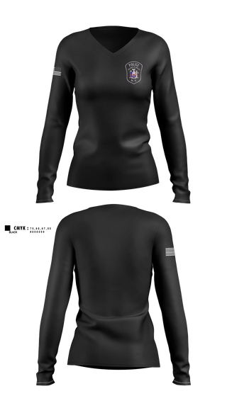 Womens Long Sleeve Vneck Shirt, HOLLEY POLICE DEPARTMENT, Police, Teamtime, Team time, sublimation, custom sports apparel, team uniforms, spirit wear, spiritwear, sports uniforms, custom shirts, team store, custom team store, fundraiser sports, apparel fundraiser