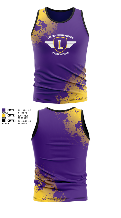 Tank Top, Lexington Minutemen, Track & Field, Teamtime, Team time, sublimation, custom sports apparel, team uniforms, spirit wear, spiritwear, sports uniforms, custom shirts, team store, custom team store, fundraiser sports, apparel fundraiser