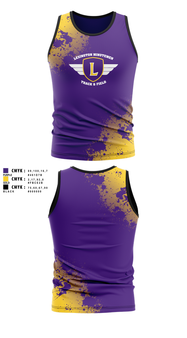 Tank Top, Lexington Minutemen, Track & Field, Teamtime, Team time, sublimation, custom sports apparel, team uniforms, spirit wear, spiritwear, sports uniforms, custom shirts, team store, custom team store, fundraiser sports, apparel fundraiser