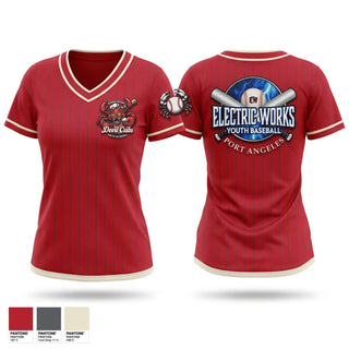 Womens Short Sleeve Vneck Shirt, Devil Crabs, Baseball, Teamtime, Team time, sublimation, custom sports apparel, team uniforms, spirit wear, spiritwear, sports uniforms, custom shirts, team store, custom team store, fundraiser sports, apparel fundraiser