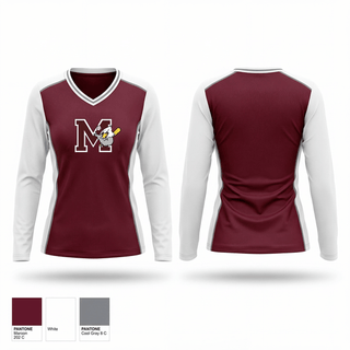 Womens Long Sleeve Vneck Shirt, Mission Eagles, Baseball, Teamtime, Team time, sublimation, custom sports apparel, team uniforms, spirit wear, spiritwear, sports uniforms, custom shirts, team store, custom team store, fundraiser sports, apparel fundraiser