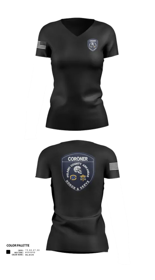 Womens Short Sleeve Vneck Shirt, Pulaski County Coroner’s Office, Police, Teamtime, Team time, sublimation, custom sports apparel, team uniforms, spirit wear, spiritwear, sports uniforms, custom shirts, team store, custom team store, fundraiser sports, apparel fundraiser