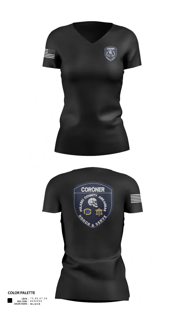 Womens Short Sleeve Vneck Shirt, Pulaski County Coroner’s Office, Police, Teamtime, Team time, sublimation, custom sports apparel, team uniforms, spirit wear, spiritwear, sports uniforms, custom shirts, team store, custom team store, fundraiser sports, apparel fundraiser