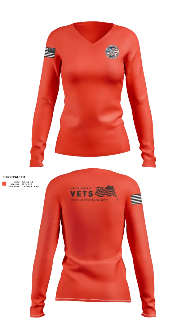 Womens Long Sleeve Vneck Shirt, South Texas UPVETS, , Teamtime, Team time, sublimation, custom sports apparel, team uniforms, spirit wear, spiritwear, sports uniforms, custom shirts, team store, custom team store, fundraiser sports, apparel fundraiser
